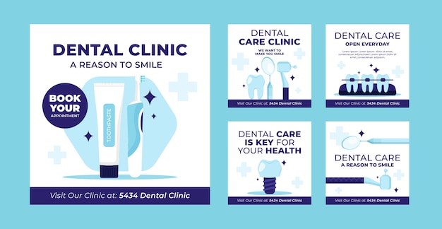 Post di instagram della clinica dentale disegnati a mano