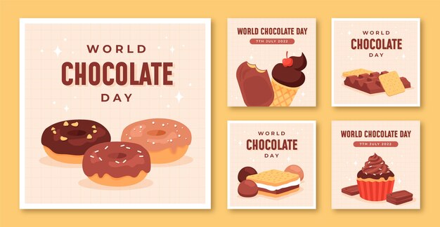 Post di instagram della giornata mondiale del cioccolato disegnato a mano