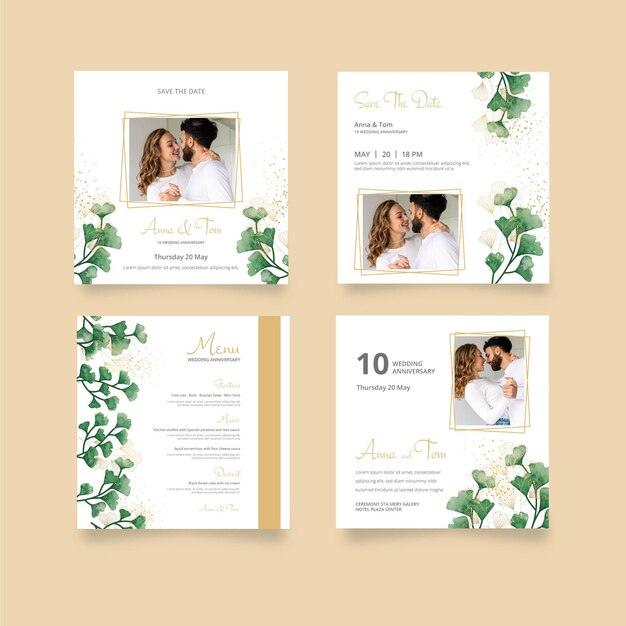 Post di instagram di anniversario di matrimonio