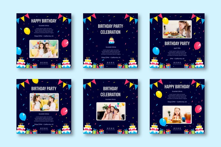 Vettore gratuito post di instagram di compleanno per bambini