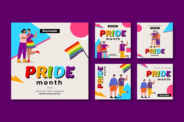 Post di instagram geometrici del mese dell'orgoglio