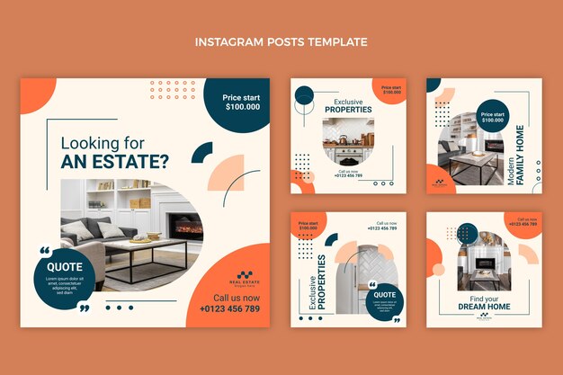 Post di instagram immobiliare geometrico astratto design piatto