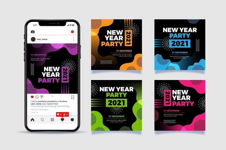 Vettore gratuito post di instagram per feste di capodanno 2021