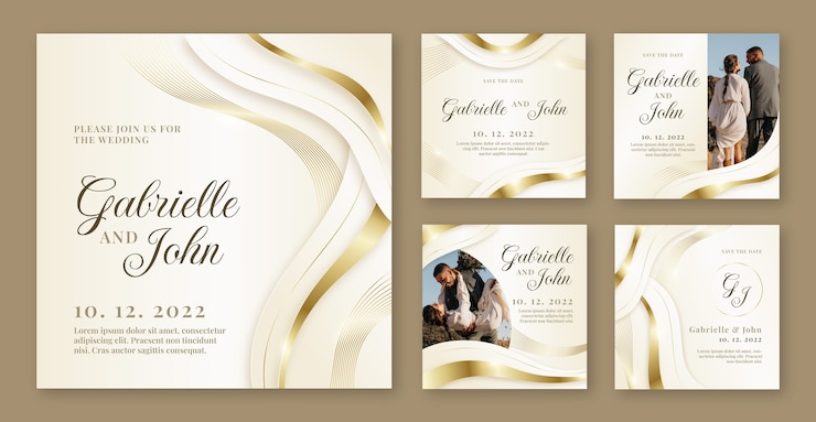 Vettore gratuito post di instagram per la celebrazione del matrimonio in gradiente