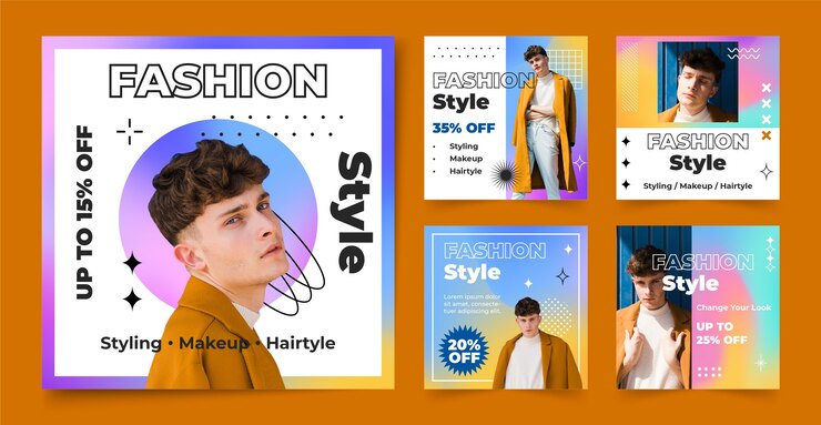 Vettore gratuito post di instagram per stilisti di moda sfumati
