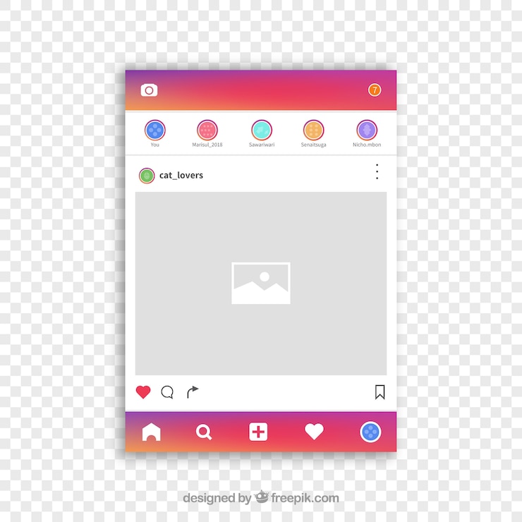 Vettore gratuito post instagram con sfondo trasparente