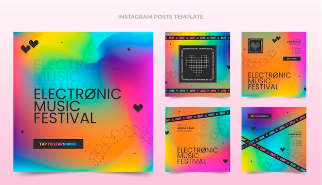 Post instagram del festival musicale colorato sfumato