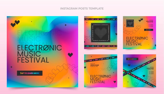 Post instagram del festival musicale colorato sfumato
