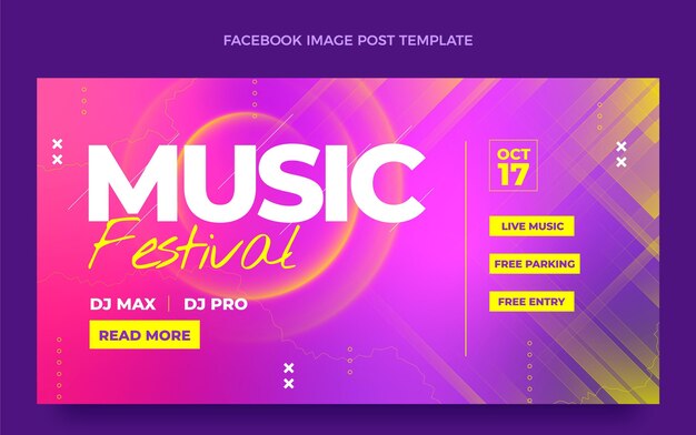 Post su facebook del festival musicale colorato sfumato