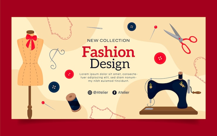 Vettore gratuito post su facebook dell'atelier di moda disegnato a mano