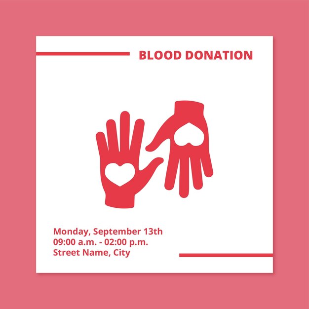 Post su Facebook della donazione di sangue rosso in due tonalità
