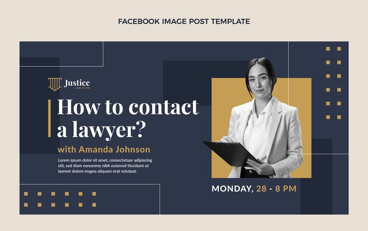 Vettore gratuito post su facebook dello studio legale di design piatto
