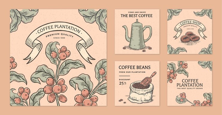 Vettore gratuito post su instagram di piantagioni di caffè