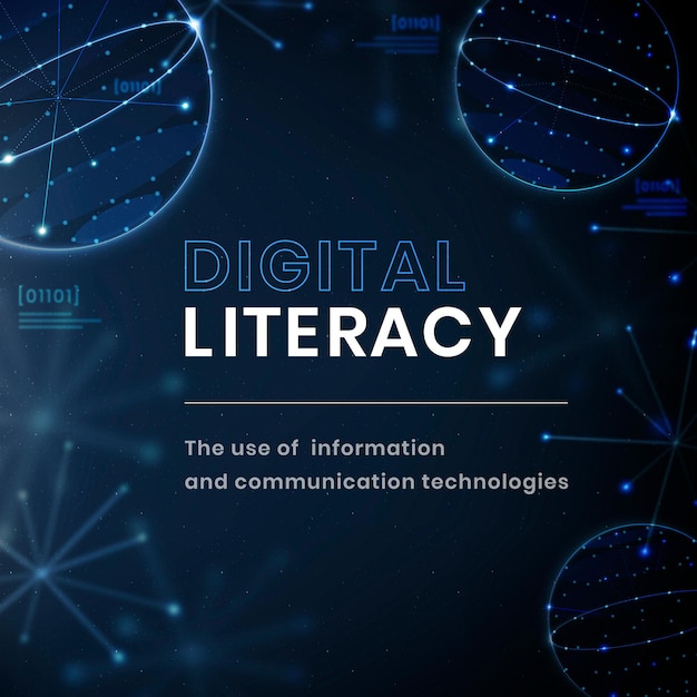 Post sui social media di tecnologia vettoriale modello di educazione all'alfabetizzazione digitale