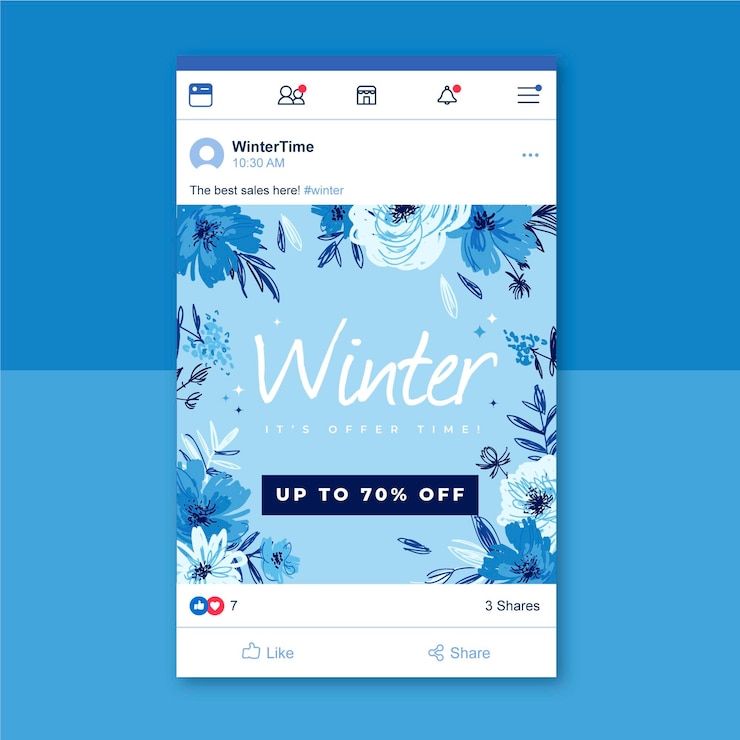 Vettore gratuito post sui social media invernali per facebook
