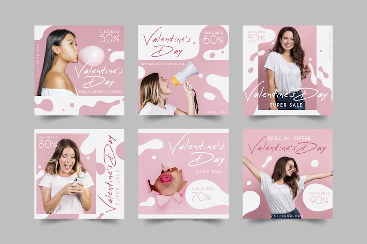 Vettore gratuito posta del instagram di vendita di san valentino
