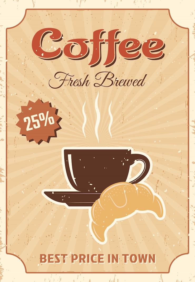 Vettore gratuito poster colorato caffè