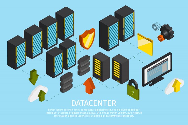 Vettore gratuito poster colorato datacenter