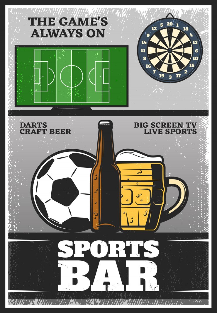 Vettore gratuito poster colorato vintage sport bar