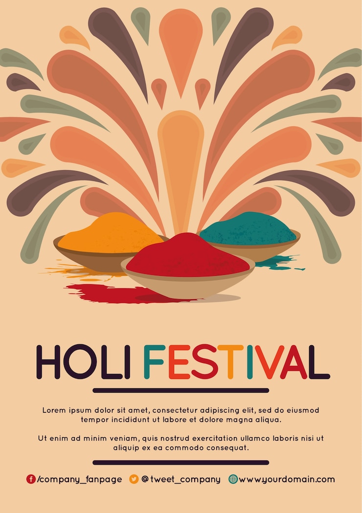 Vettore gratuito poster d&#39;epoca di holi festival celebrazione
