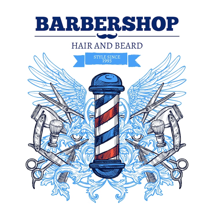 Vettore gratuito poster di barber shop advertisement flat