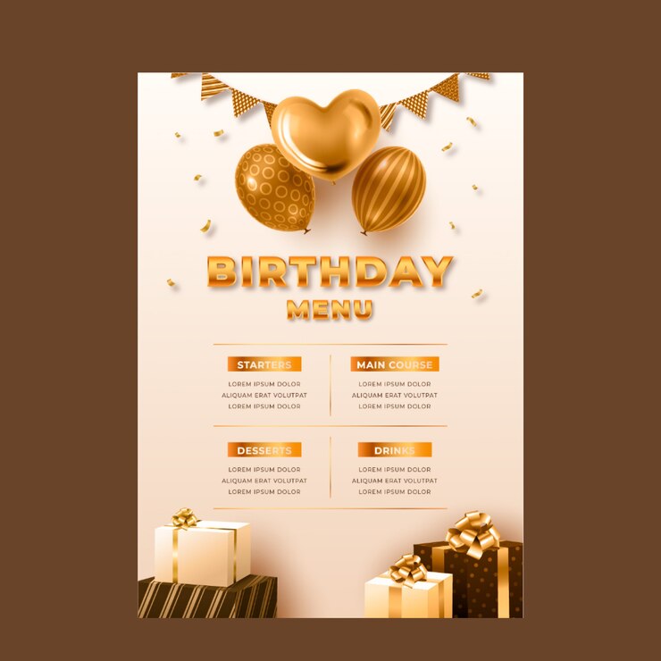 Vettore gratuito poster di buon compleanno dorato di lusso realistico