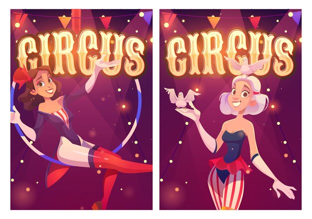 Poster di cartoni animati da circo per spettacoli di magia
