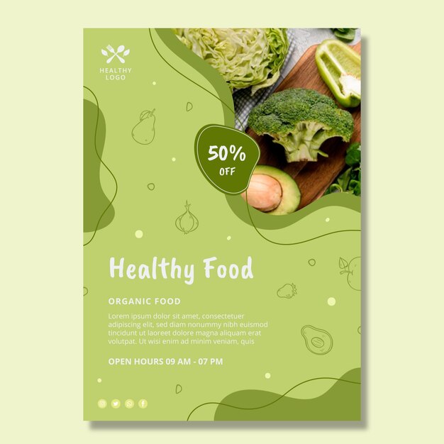 Poster di cibo biologico e sano