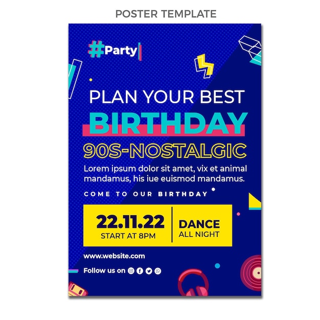 Poster di compleanno a mosaico piatto