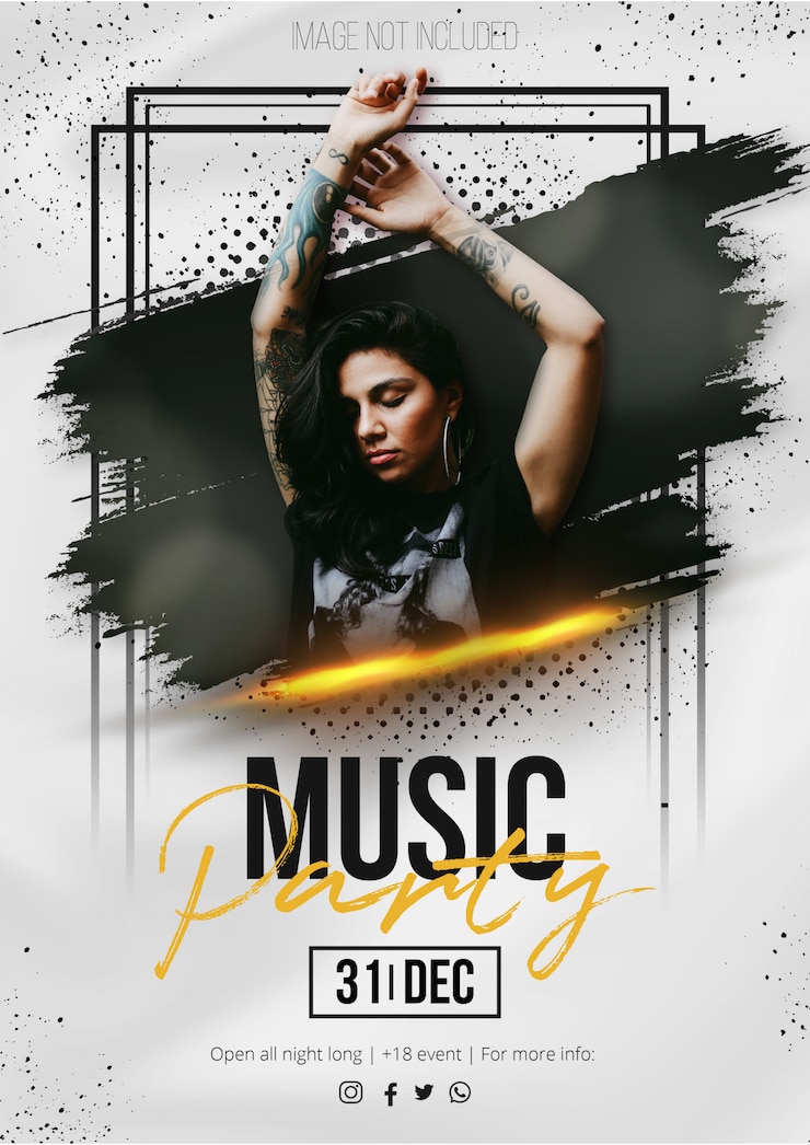 Vettore gratuito poster di eventi musicali moderni con pennellate astratte