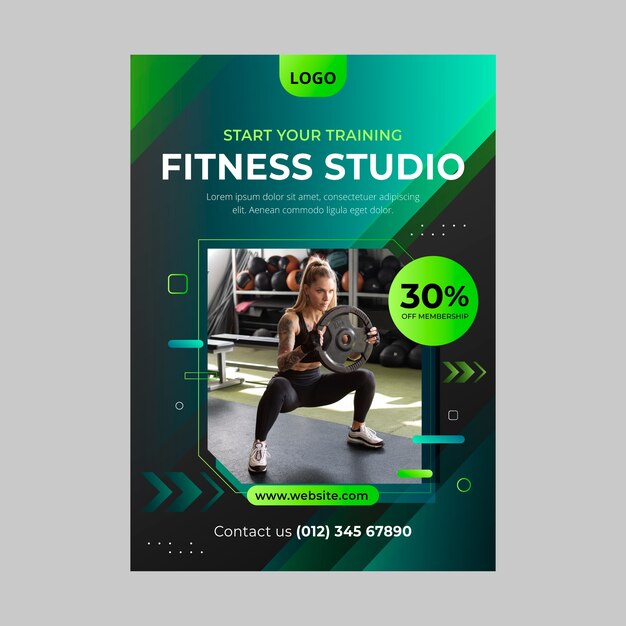 Poster di fitness in palestra con gradiente