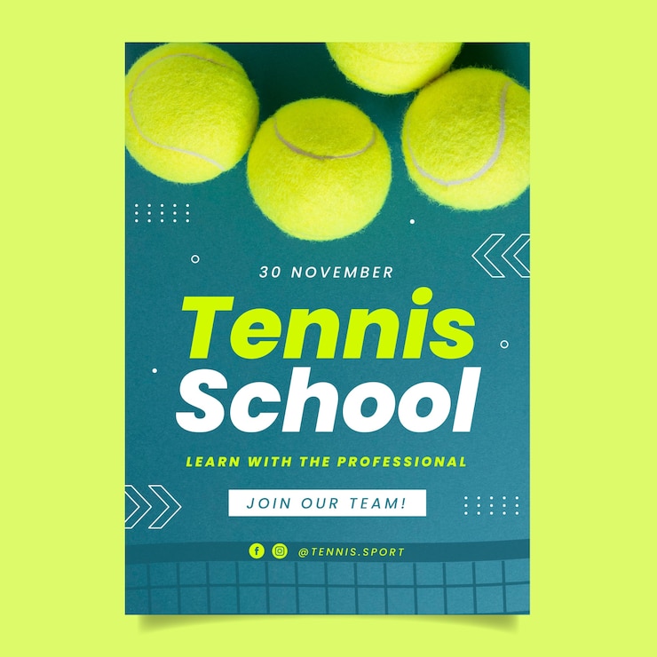 Vettore gratuito poster di gioco di tennis design piatto