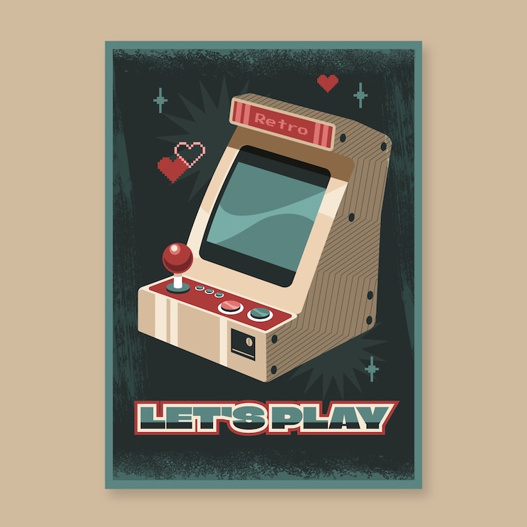 Vettore gratuito poster di gioco retrò piatto