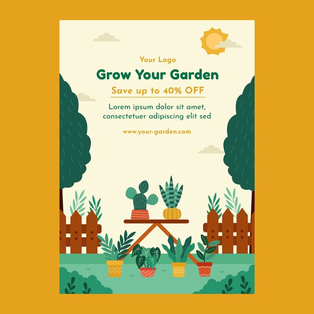 Poster di hobby di giardinaggio disegnato a mano