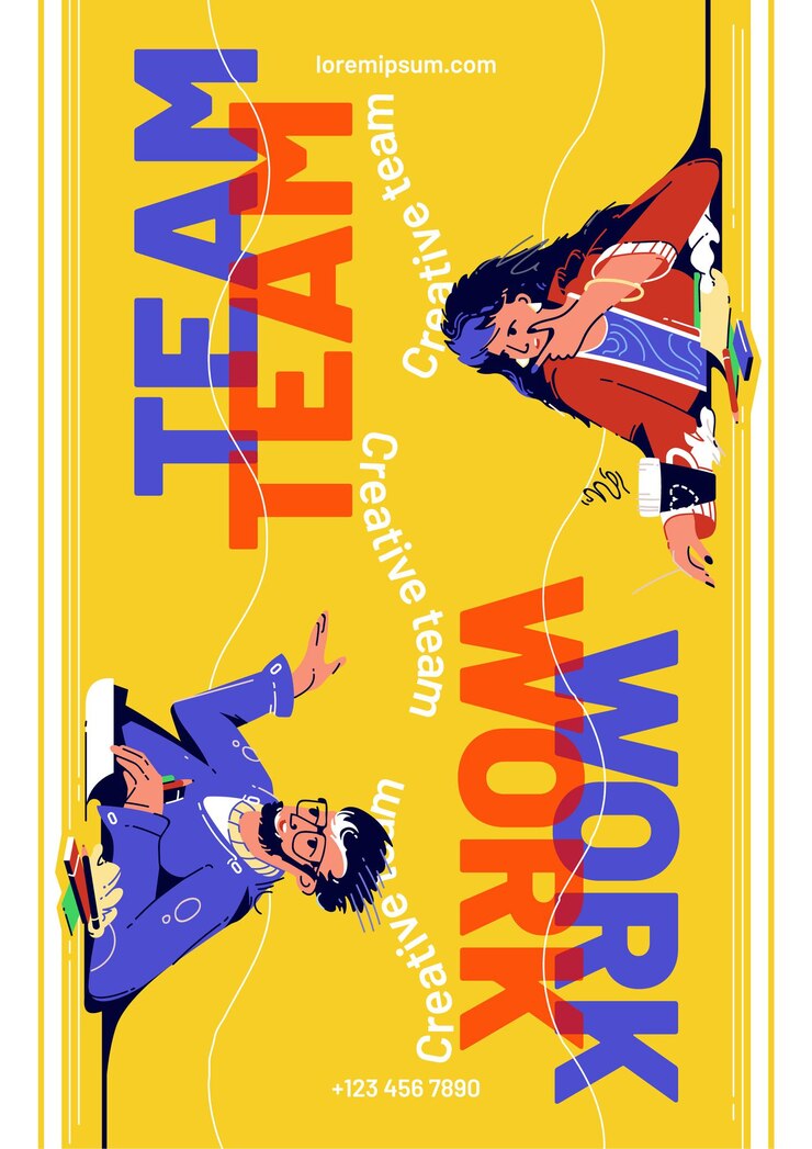 Vettore gratuito poster di lavoro di squadra con uomini d'affari