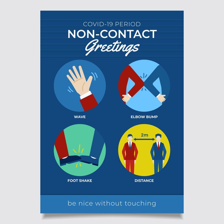 Vettore gratuito poster di saluti senza contatto