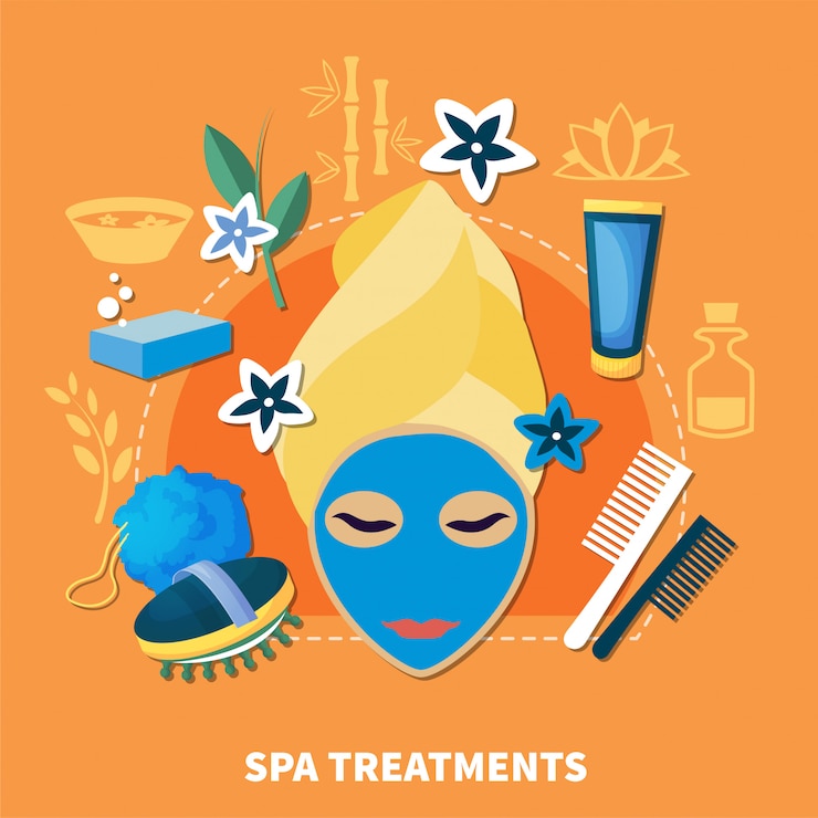 Vettore gratuito poster di sfondo piatto trattamenti spa