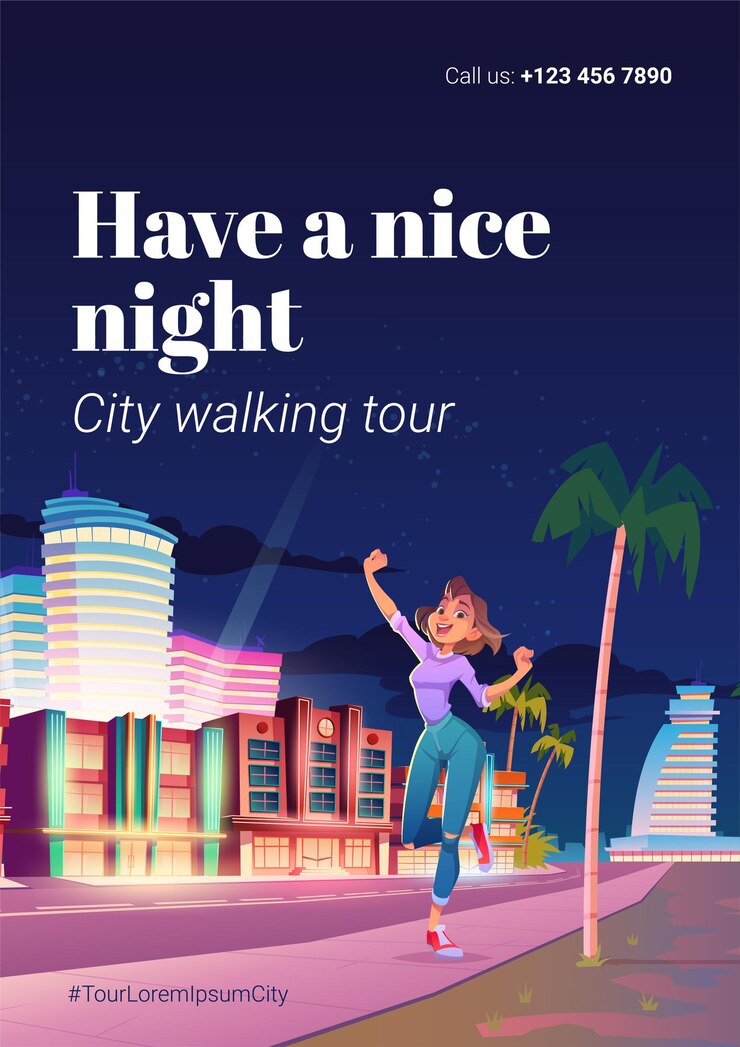 Vettore gratuito poster di tour a piedi della città.