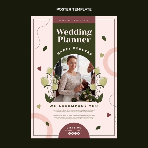 Poster di wedding planner design piatto