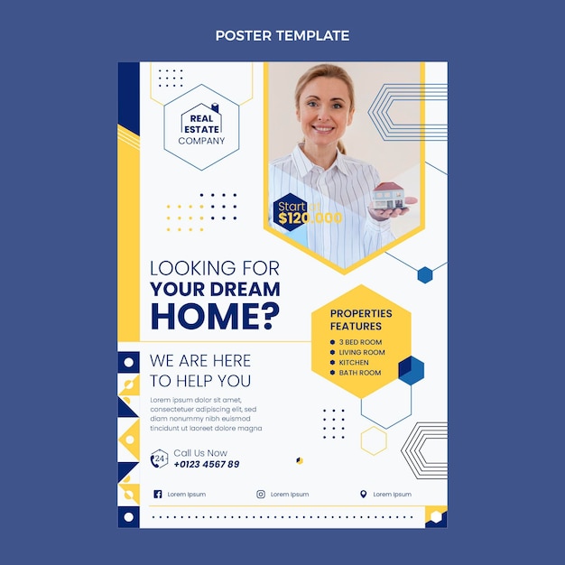 Poster immobiliare geometrico astratto piatto
