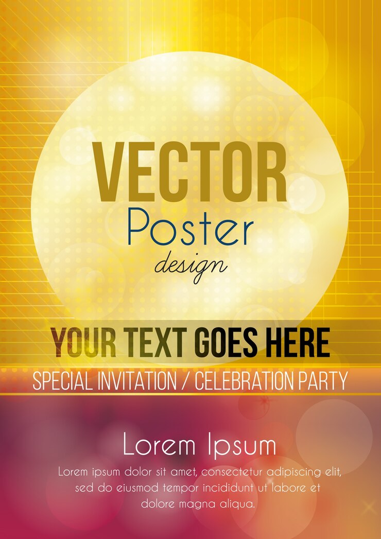 Vettore gratuito poster modello in stile bokeh