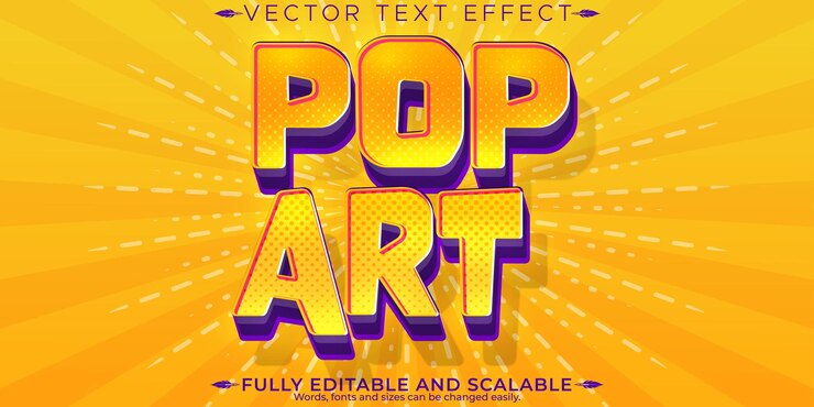 Vettore gratuito poster modificabile effetto testo pop art e stile testo colorato