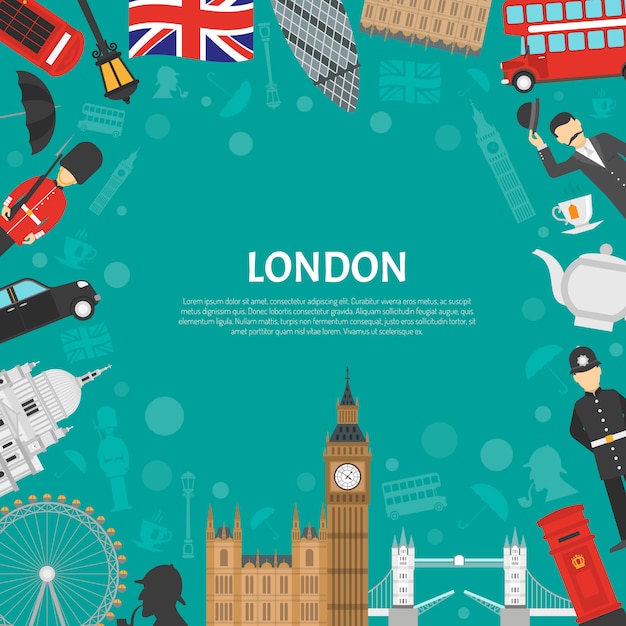 Poster piatto di London City Frame Background