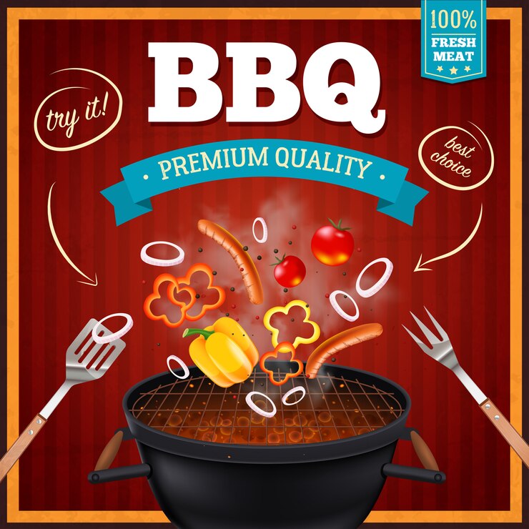 Vettore gratuito poster realistico di barbecue