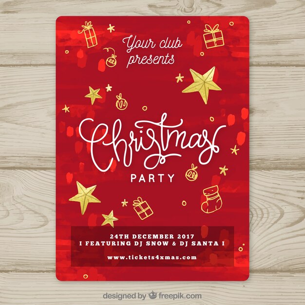 Poster rosso disegnato a mano per Natale