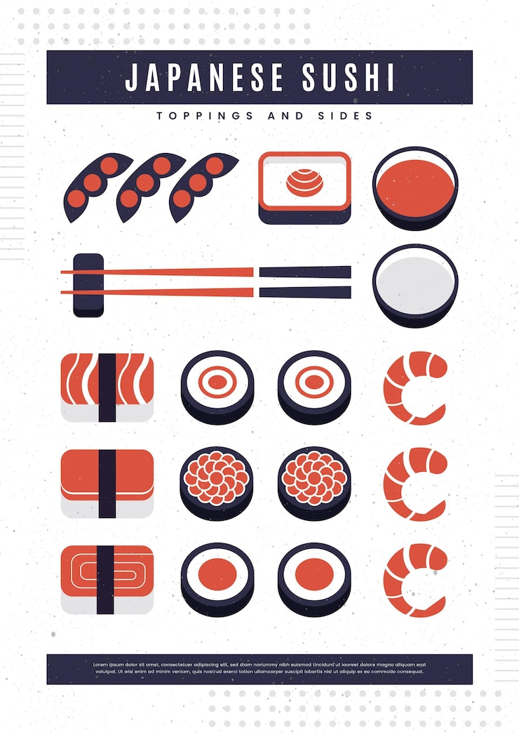 Vettore gratuito poster vintage con pesce sushi