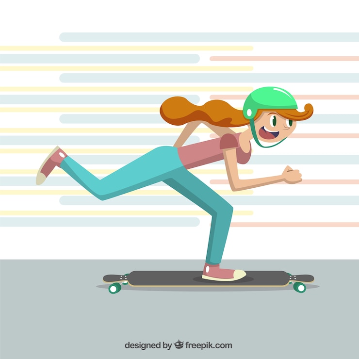 Vettore gratuito pratica della ragazza di skateboard
