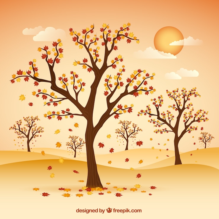 Vettore gratuito prato autunnale con alberi