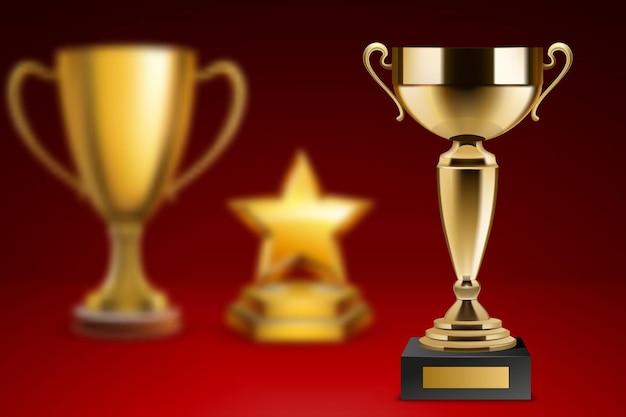 Premi realistici con immagini di tre diversi trofei
