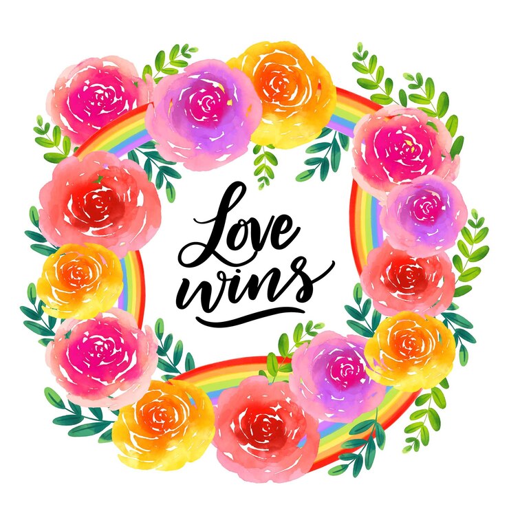 Vettore gratuito pride day lettering con fiori
